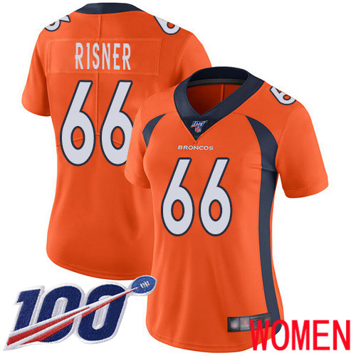 Women Denver Broncos #66 Dalton Risner Orange Team Color Vapor Untouchable Limited Player 100th Season Football NFL Jersey